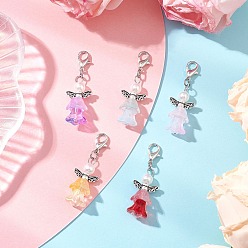 (52) Непрозрачная лаванда Подвеска в виде ангела из прозрачного стекла и пластика ABS с имитацией жемчуга, с цинковым сплавом застежками омаров коготь, разноцветные, 40 мм