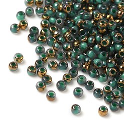 Vert Des perles de verre électrolytique, ronde, plaqué or, verte, 2x1.5mm, Trou: 0.7mm, 700 pièces / kit