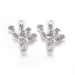 Античное Серебро Тибетский стиль сплава цинка подвески, кактус, античное серебро, 23.5x19x2.5 мм, отверстие : 1.8 мм