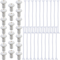 Белый 10шт. хлопковых фитилей для масляных ламп, с фарфоровыми бусинами в форме грибов, белые, 195x5 мм