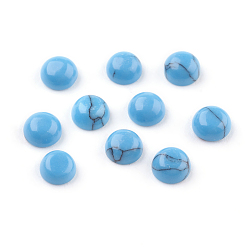Синтетическая Бирюза Синтетические синие бирюзовые кабошоны, полукруглый, 4x2 мм