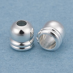 Посеребрённый Латунные заглушки сердечника, долговечный, колонка, 925 серебро покрытием, 4.5x4 мм, отверстие : 1.4 мм, внутренний диаметр: 2 мм