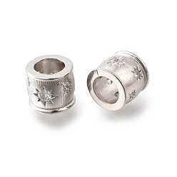 Платинированный 925 бусины из стерлингового серебра с микропаве, прозрачные бусины из кубического циркония, колонка с солнцем, Реальная платина, 8.5x7.5 мм, отверстие : 5 мм