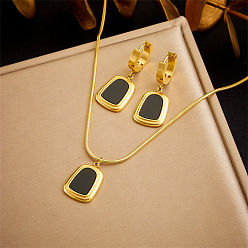 Черный Комплект из ожерелий и серег-колец из нержавеющей стали с подвесками из натуральных ракушек, чёрные, 390 мм