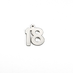 Нержавеющая Сталь Цвет Подвески из нержавеющей стали, не тускнеющие, число 18, цвет нержавеющей стали, 16x10 мм
