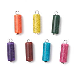 (52) Непрозрачная лаванда Подвески из непрозрачного акрила, имитирующие бирюзу, с железными петлями, колонка, разноцветные, 32x10 мм, отверстие : 3.5 мм