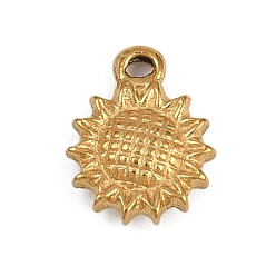 Золотой 304 прелести нержавеющей стали, прелести подсолнуха, золотые, 12x10x2 мм, отверстие : 1.5 мм