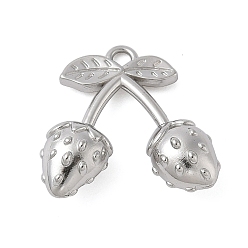 Нержавеющая Сталь Цвет 304 подвески из нержавеющей стали, клубника, цвет нержавеющей стали, 17x16x6 мм, отверстие : 1.7 мм