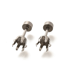 Нержавеющая Сталь Цвет 304 Выводы серьги из нержавеющей стали шпилька, цвет нержавеющей стали, лоток : 3 мм, 12x4 мм, штифты : 1 мм