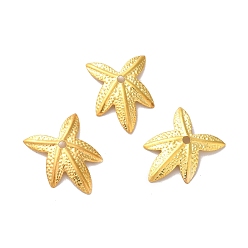 Golden Iron Beads Caps, Etched Metal Embellishments, Leaf, Golden, 14.5x14.5x1mm, Hole: 1.2mm