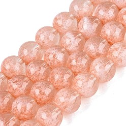 Light Salmon Transparent Half Spray Painted Glass Beads Strands, Round, Light Salmon, 10mm, Hole: 1~1.2mm, about 81~86pcs/strand, 29.72~31.69 inch(75.5~80.5cm)