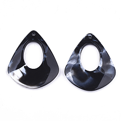 Черный Акриловые подвески, Стиль имитация драгоценных камней, слеза, чёрные, 41x33.5x5 мм, Отверстие : 1.5 мм , около 183 шт / 500 г