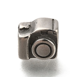 Античное Серебро 304 из нержавеющей стали европейские шарики, бусины с большим отверстием, камера, античное серебро, 9.5x11x8.5 мм, отверстие : 4.8 мм