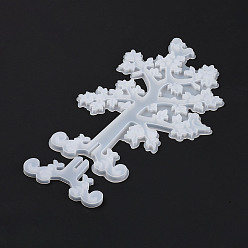 Blanco Moldes del silicón del soporte de exhibición de la joyería de la forma del árbol del árbol, moldes de resina, para resina uv, fabricación artesanal de resina epoxi, blanco, 240x160x7 mm