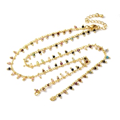 Смешанные камни Латунь кабель цепи ожерелье изготовление, с природных драгоценных камней, стойки покрытие, долговечный, реальный 18 k позолоченный, спаянный, 19.49 дюйм (49.5 см)