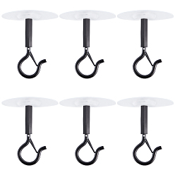 Черный 3 Комплект из двух потолочных крючков из ПВХ и железа, настенная вешалка-крючок, чёрные, 64.5x29x8 мм