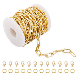 Золотой Набор для самостоятельного изготовления цепочек из алюминиевых скрепок и браслетов/ожерельев, в том числе застежки-клешни из цинкового сплава, Перейти латунные, пластиковые пустые катушки, золотые, 19x9x2 мм