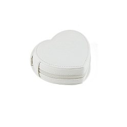 Белый Органайзер для ювелирных изделий из искусственной кожи, коробки на молнии, портативный дорожный футляр для колец, Серьги, хранение браслетов, сердце, белые, 10x9x4.5 см