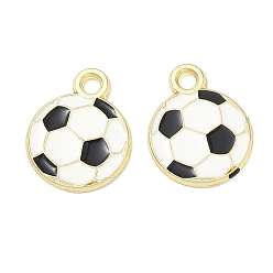 Golden Alloy Enamel Pendants, Football Charms, Golden, 21.5x17x1.5mm, Hole: 2.5mm