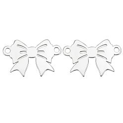 Серебро 2 шт. 925 подвески-соединители из стерлингового серебра, бантом ссылки, 1 с тканью для полировки ПК, серебряные, 6.5x10.5x0.5 мм, отверстие : 0.8 мм