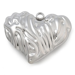 Нержавеющая Сталь Цвет Антикоррозийные 304 подвески из нержавеющей стали, шарма сердца, цвет нержавеющей стали, 30x35x9.5 мм, отверстие : 3 мм