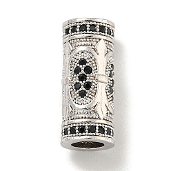 Платина Латунь микропаве черный кубический цирконий, без кадмия, без никеля и без свинца, гантель, платина, 17x7 мм, отверстие : 4 мм