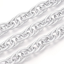 Платина Алюминий канатные цепи, несварные, с катушкой, платина, 18x13x2 мм, около 32.81 футов (10 м) / рулон