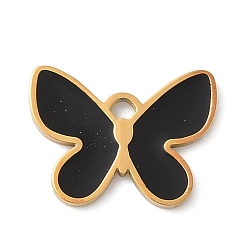 Бабочка 304 из нержавеющей стали шармы эмали, реальный 18 k позолоченный, бабочка, 8x10.5x0.5 мм, отверстие : 1 мм