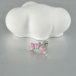 Crown G23 серьги из титанового сплава для хряща, микропаве из кубического циркония и имитации опала, цвет нержавеющей стали, корона, 8 мм