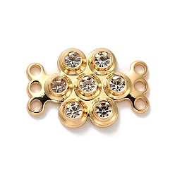 Настоящее золото 18K Многожильные звенья из прозрачного кубического циркония из латуни, без кадмия, без никеля и без свинца, цветок, реальный 18 k позолоченный, 18x12x3 мм, отверстие : 1.4 мм