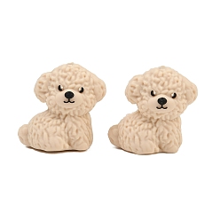 Blanched Almond Silicone Focal Beads, Dog, Blanched Almond, 26x23x17mm, Hole: 2mm