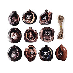 (52) Непрозрачная лаванда 10 шт. односторонних УФ-печатных подвесных украшений в виде животных в гнезде из дерева, подвесные украшения из джутовой веревки, вырезанные лазером деревянные формы, разноцветные, 78.5~80x55~73x2 мм, отверстие : 2.5~2.8 мм