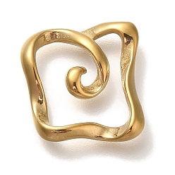 Настоящее золото 18K Вакуумное покрытие pvd 304 подвески из нержавеющей стали, квадратный шарм, реальный 18 k позолоченный, 15x14.5x2.5 мм