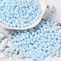 Светло-Синий 6/0 стакан бисер, непрозрачные цвета блеск, слеза, голубой, 4.5~5x4x3~3.5 мм, отверстие : 0.9 мм, Около 5625 шт / фунт