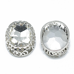 Кристалл Шить на горный хрусталь, многожильных ссылки, стекло горный хрусталь, с латунной фурнитурой платинового цвета, аксессуары для одежды, овальные, кристалл, 16.5x12x6 мм