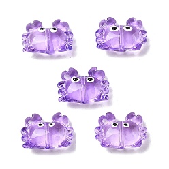Лиловый Прозрачные стеклянные эмалевые бусины, краб, сирень, 15x21x8 мм, отверстие : 1.4 мм