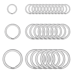 Stainless Steel Color 304 Stainless Steel Keychain Clasps, Split Key Rings, Stainless Steel Color, 30pcs/box