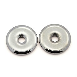 Non-magnetic Hematite Non-magnetic Synthetic Hematite Pendants, Grade AA, Donut/Pi Disc, Donut Width: 10mm, 25x4mm, Hole: 5mm