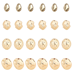 Mixed Shapes 24Pcs 4 Style Brass Beads, Golden, Mixed Shapes, 7~12x6~10x5~9.5mm, Hole: 1~1.2mm, 6pcs/style