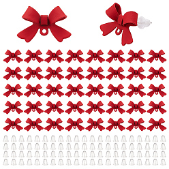 FireBrick 42Pcs Alloy Stud Earring Findings, with 925 Sterling Silver Pins and Loop, Bowknot, 84Pcs Plastic Ear Nuts, FireBrick, 11x15x4mm, Hole: 1.2mm, Pin: 0.7mm
