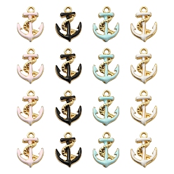 (52) Непрозрачная лаванда 40 шт 4 цвета эмалевые подвески, с легкими позолоченными сплавами, якорь, разноцветные, 17x12x3 мм, отверстие : 2 мм, 10 шт / цвет