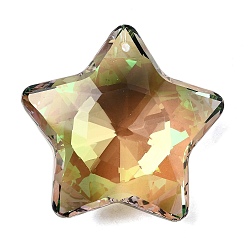 Перу Гальваническим подвески стекла, для люстры хрустальные подвесные подвески, звезды прелести, граненые, Перу, 45x47x19.5 мм, отверстие : 1.6 мм