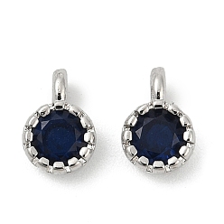 Прусский Синий Кулон из циркония, одиночные каменные прелести, плоско-круглые, стойки покрытие, долговечный, платина, берлинская лазурь, 6.5~7x4.5~5x3 мм, отверстие : 1 мм