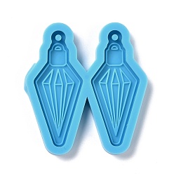 Deep Sky Blue DIY Pendant Silicone Molds, for Earring Making, Resin Casting Molds, For UV Resin, Epoxy Resin Jewelry Making, Diamond, Deep Sky Blue, 43x40x4mm, Hole: 2mm, Inner Diameter: 38x16mm
