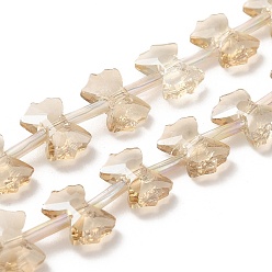 пшеница Гальванические стеклянные бусины, гальваническое покрытие, граненые, бантом, цвет пшеницы, 10x7x3.5 мм, отверстие : 0.9 мм, около 49~51 шт / нитка, 18.90~20.47 дюйм (48~52 см)