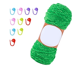 Зеленый лайм Набор инструментов для вязания своими руками, с пряжей синель и маркером петель, для пледов подушки поделки из пряжи крючком, зеленый лайм, 75x75x195 мм
