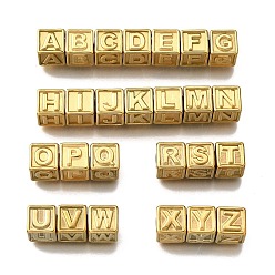 Настоящее золото 18K 26 шт. 26 стили 304 кубические бусины из нержавеющей стали, Письмо ~ Z, ионное покрытие (ip), реальный 18 k позолоченный, 8x8x8 мм, отверстие : 5 мм, 1 шт / стиль