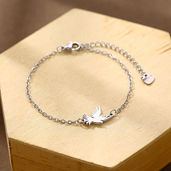 Stainless Steel Color 304 Stainless Steel Wild Goose Link Bracelets, Cable Chain Bracelets for Women, Stainless Steel Color, 6.50 inch(16.5cm)