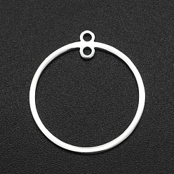 Нержавеющая Сталь Цвет Устойчивы к потускнению 201 звенья из нержавеющей стали, для серьги решений, кольцо, лазерная резка, цвет нержавеющей стали, 21x20x1 мм, отверстие : 1.4 мм