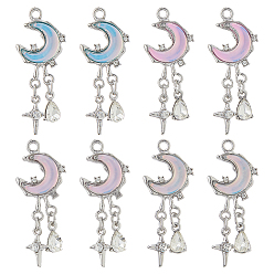 (52) Непрозрачная лаванда 8 шт 4 цвета подвески из сплава, подвески в виде стеклянной луны и слезы, разноцветные, 36 мм, отверстие : 1.8 мм, 2 шт / цвет